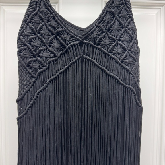Black Boho Macramé Fringe Dress - Picture 5 of 12